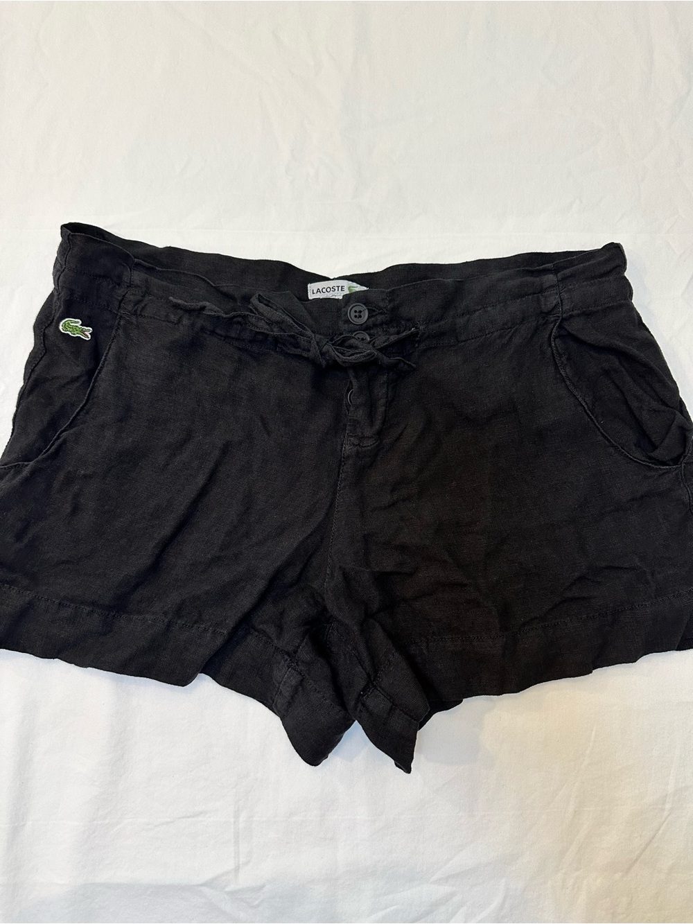 Lacoste Black Linen Shorts 42 US 10